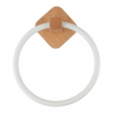 Handdoekring voor de badkamer, stevige en moderne handdoekhouder voor wandmontage met beukenhouten voetplaat, washandjeshouder voor badkamer en