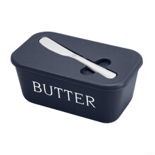 Butter Dish with Lid and Spatula Groove, Dishwasher Safe Plastic Container for Kitchen, Blue 16.7x9.7x7.4cm