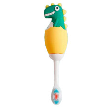 Kinderzahnbürste, mit griffigem Dino-Motiv, zertifiziert vertrauenswürdig, für gesundes Zahnfleisch und weiche Borsten, leuchtende Farben (Packung