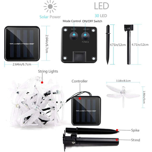 Magical Solar String Lights, Lovely Dragonfly Shape With Solidly Engineered Technology For Waterproof Outdoor Decor, 8 Lighting Modes And Long Working 1