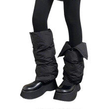(Black) Thermal Leg Sleeves With Zipper Closure For Women Winter Outdoor Activity Indoor Comfortable Cotton Blend Leg Warmers  White