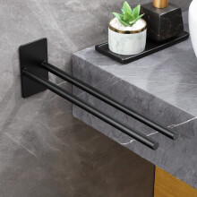 Suporte para toalhas preto fosco, aço inoxidável SUS304 de alta qualidade, instalação autoadesiva, suporte de parede compacto para toalhas, ideal