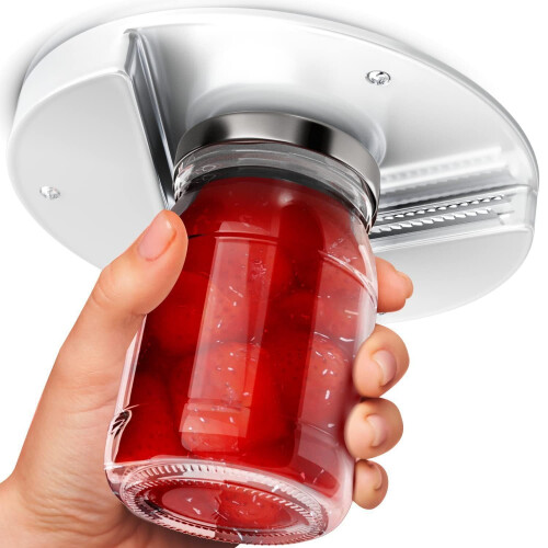 Under Cabinet Jar and Bottle Opener with Easy Grip, Hands MultiSize Lid Opening for Kitchen