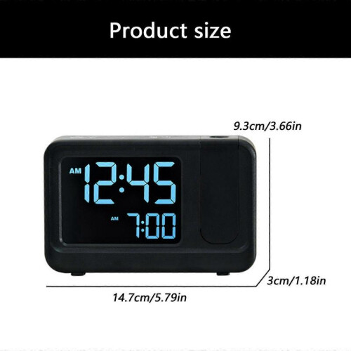 (Black black screen) Minimalists Design LCD Electronic Projection Alarm Clock Detection Energy Saving Technology Bedsides Tabletop Use Multicolor 2