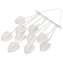 Macrame Wall Hanging Boho Decoration, with Wooden Beads and Leaves SZRH