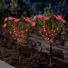 Decoração de jardim com energia solar, luminárias solares de jardim à prova d'água com iluminação personalizável para uma experiência