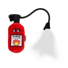 (A) Cat Fire-Extinguisher-shape Toy Kitten Toy with Rattle Sound for Cat Teether Feather Toy Bomb-style Multicolor