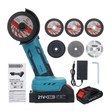 Cordless Brushless Angle Grinder Kit 19000rpm with 2x2000mAh Batteries and 7 Grinding Wheels