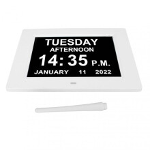 8 Inch Digital Day Clock Large LCD Screen 8 Alarm Options Brightness Adjustable Digital Calendar Alarm Clock 100?240V EU Plug