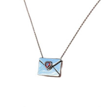 (envelope silver) Stylish Love Heart Pendant Necklace Eye Catching Book Envelope Neckchain Fashionable Pendant Neck Jewelry for Women