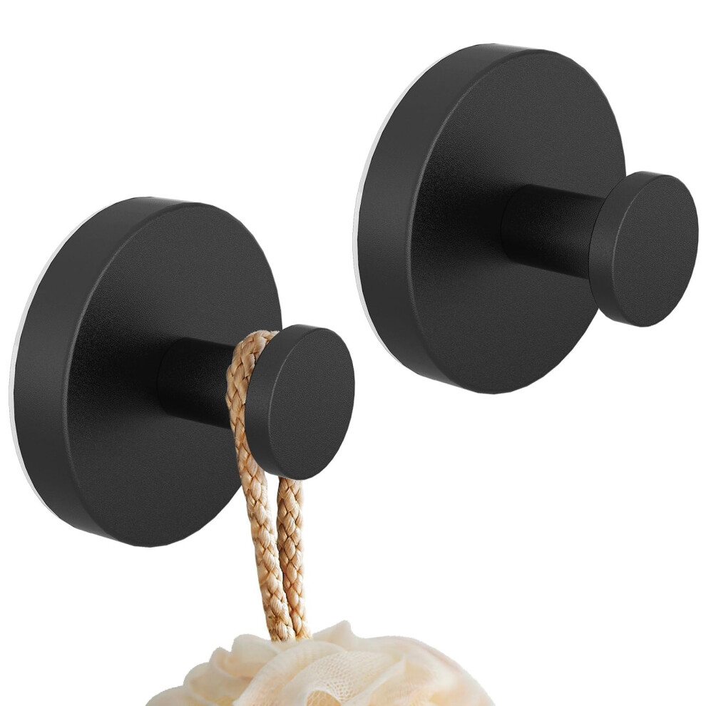 Suction Cup Hooks Matte Black Waterproof Nodrill Heavy Duty Bathroom Towel Hooks 2 Pack 9001264859114