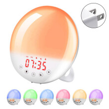 Sunrise Alarm Clock, Wake Up Light Clock with Sunrise Simulation, FM Radio Clock, 7 Natural Sounds, Multicolor Night Light, 16-Level Volume Adjustment