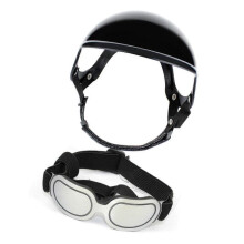 (Silver) Dog Goggles Dog Hat Puppy Helmets Motorcycle Dog Sunglasses Safety Helmets Dog Hat Adjustable Pet Helmets  Silver