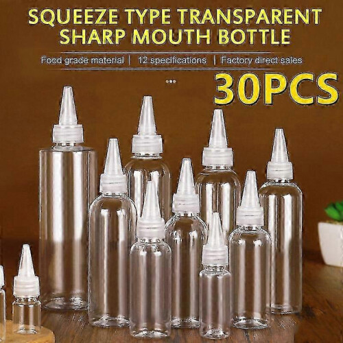 30pcs Plastic Squeeze Dropper Bottle 5-250ml Transparent Sharp-mouth Plastic Squeezable Sub-bottled Split  hwy 1