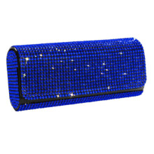 (blue diamond) Elegant Eyeglass Cover Premiums Leather Glasses Case Protective Glasses Storage for Various Frame  champagne diamond