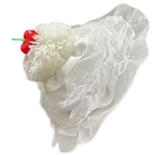 (White) Birthday Cake Fascinator Hat Delicate Lace Clip Headwear for Girls Novelty Hair Accessories Birthday Barrettes  White