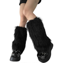 (25CM, Black) Women Furs Leg Warmer Winter Furry Long Boot Cuffs Fuzzy Shoe Cover Party Costume for Holiday Festival Performances Play  White 40CM