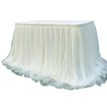 (1 meter, Beige) Colorful Tablecloth Table Skirt Baby Shower Girls Birthday Table Skirt Pink Table Cloth Wedding Party for Dinning Tables  White