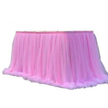 (1 meter, Pink) Colorful Tablecloth Table Skirt Baby Shower Girls Birthday Table Skirt Pink Table Cloth Wedding Party for Dinning Tables  White