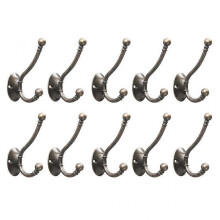 (Green bronze) 10 Pcs European Coat Hanger Vintage Wall Hooks with Screws Wall Mounted Hanger Modern Bedroom Single Organizer Hooks  Green bronze