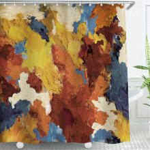 Rideau de douche à motifs artistiques, œillets renforcés pour crochets, installation facile, multicolore, 183 x 198 cm, tissu résistant à l'eau