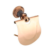 Wandmontierter Toilettenpapierhalter mit Deckel, Edelstahl, roségoldfarben, Sockel aus rostfreiem Material für moderne Badezimmer.