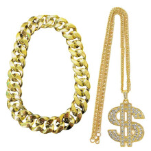 (60cm) Set of 2 Durable Plastic Gold Chain Necklace Lightweight Neck Chain Comfortable for Stage Performances and Festivals  80 cm