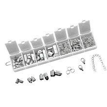 300 Professional Jewelry Bead Caps-White K color clock lobster