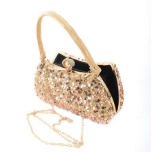 (Gold) Glitter Sequins Evening Bag for Women Girls Fashion Shoulder Bag All-matching Wedding Purse Shiny Banquet Clutch Handbag  Gold