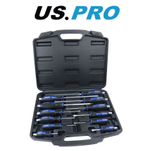 US PRO 12PC Go Through Screwdriver Set Slotted + Philips 1610