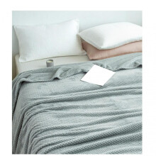Cooling Blanket Milk Fleece Lattice Jacquard Blanket Summer Cold Single Nap Blanket for Sofa Bed Office Light Gray 100x120cm