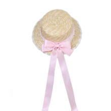 (M, Pink) TeaParty SunHat Wide Brim Straw Boater Hat Women Ribbon Straw Hat Summer Straw Beachs Hat Bows Straw Hat SunHat Red S