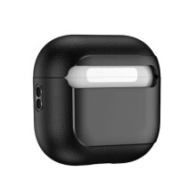 (Black) Leather Shell Case For Pods 4 Earphone Case Protecting And Effortless Wireless Charging No Need To Remove Cover eadsets Silver