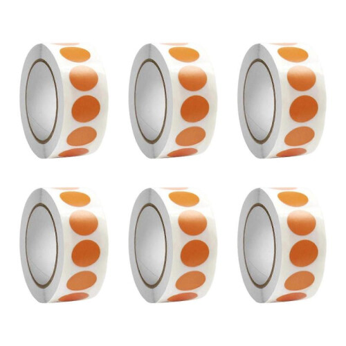 (Orange) 6 Rolls Round Sticker Color Coding Sticker Red Dot Sticker Circular Sticker For File Organization Warehouse Labeling  Yellow
