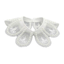 (White style two) Decorative Embroidery Petal Cape False Collar for Stylish Ladies Elegant Pearls Beaded Shawl Wrap for Sweater and Dress