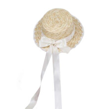 (S, Milky white) TeaParty SunHat Wide Brim Straw Boater Hat Women Ribbon Straw Hat Summer Straw Beachs Hat Bows Straw Hat SunHat Red S