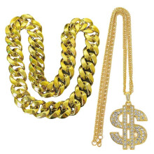 (80 cm) Set of 2 Durable Plastic Gold Chain Necklace Lightweight Neck Chain Comfortable for Stage Performances and Festivals  80 cm