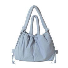 (Blue) Women Simple Shoulder Bag Puffer Crossbody Bag Large Capacity Backpack Solid Color Messenger Bag for Daily Travel  White
