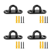 (8mm) 4Pcs Stainless Steels Pad Eye Plate Marine Hardware Hook Heavy Duty Ceiling Hook with Screws Staple Hook Enduring 9mm