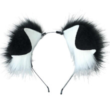 (black and white) Punk Style Anime Hairhoop Plush Dog Ears Headband Cosplay Costume Halloween Party Headdress Women Role Playing Headwear