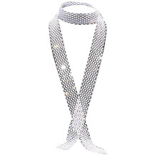 (White) Blingbling Long Scarves for Nightclub Party Punk Neck Scarf Stage Performances Necklace Shimmering Neckerchief Neckwear White