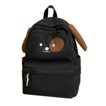 (Black) Cartoon Doggy Ears Nylon School Backpack Laptop Backpack School Bag for Student Teenagers Travel Casual Book Bags White
