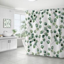 Perdea de duș din material textil cu imprimeu vibrant, perdea de baie moale și impermeabilă la atingere, cu headset întărit durabil, design