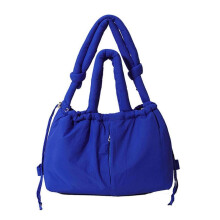 (Deep Blue) Women Simple Shoulder Bag Puffer Crossbody Bag Large Capacity Backpack Solid Color Messenger Bag for Daily Travel  White
