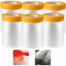 Parallelimportware, hochwertiges Abdeckband mit Trägerpapier, feuchtigkeits- und fleckenbeständig, 6 Rollen weiß-transparent für