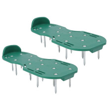 Lawn Aerator Shoes with Adjustable Buckle Straps and Heel Support for Garden Soil Aeration (Green)