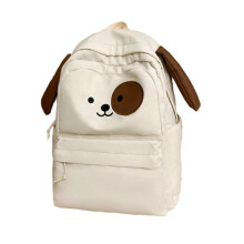 (White) Cartoon Doggy Ears Nylon School Backpack Laptop Backpack School Bag for Student Teenagers Travel Casual Book Bags White