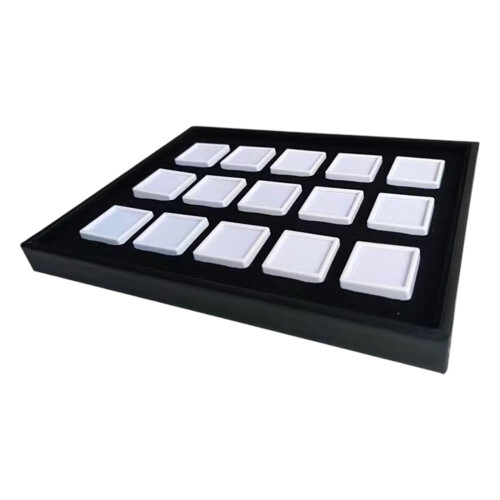 Velvets Lined Acrylic Jewelry Sample Case-White box white cott