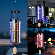 Colorful Light Show, Solar Wind Chime with Waterproof Design for Patio Garden Decor