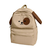 (Khaki) Cartoon Doggy Ears Nylon School Backpack Laptop Backpack School Bag for Student Teenagers Travel Casual Book Bags White
